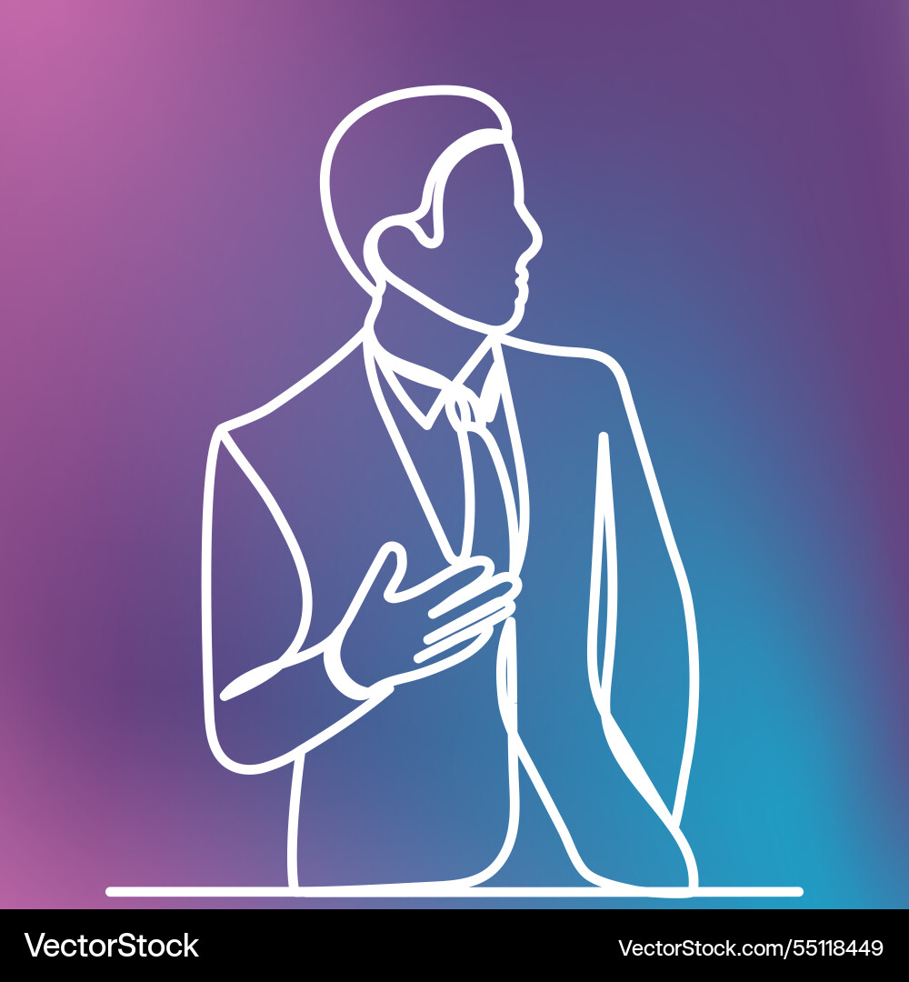 Man portrait continuous line drawing sketch vector image