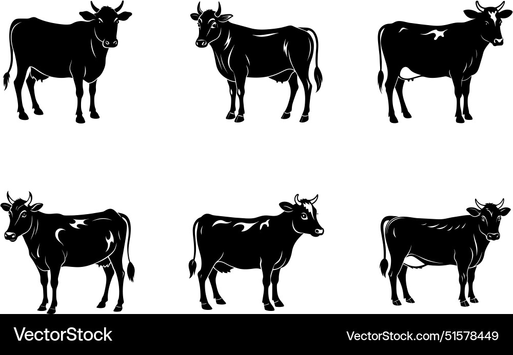 Silhouette Kuh Viehfarm-Logo Bündel vektorbild