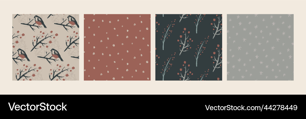 Winter Forest Patterns - Seamless Collection Vector Image
