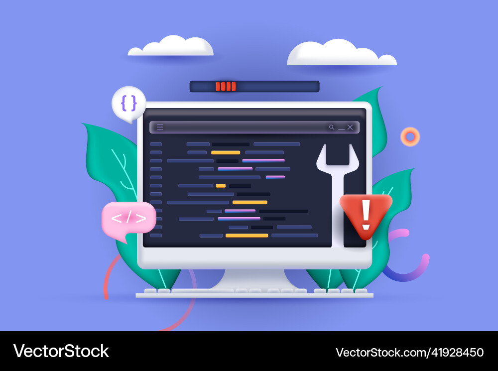 3D Coding Concept - Software Development vector image