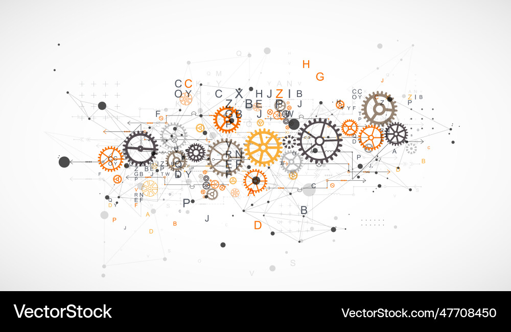 Abstract technological background with letters Abstract technological background with letters Vector Image