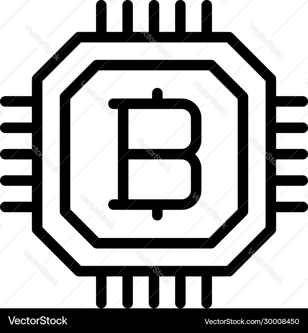 Bitcoin processor icon outline style Bitcoin processor icon outline style vector image