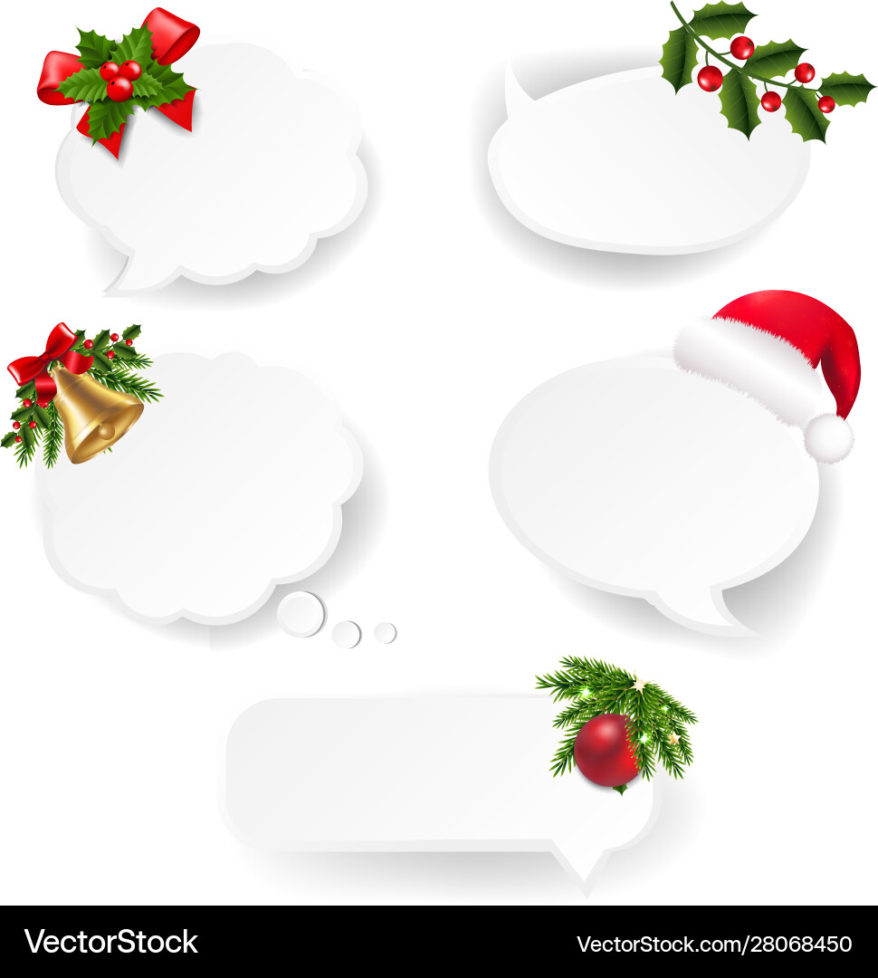 Christmas speech bubble set with white paper Christmas speech bubble set with white paper vector image