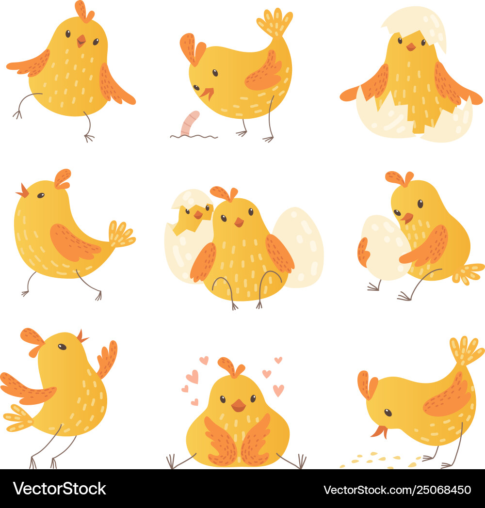 Cute Cartoon Chick in Eggshell vector image