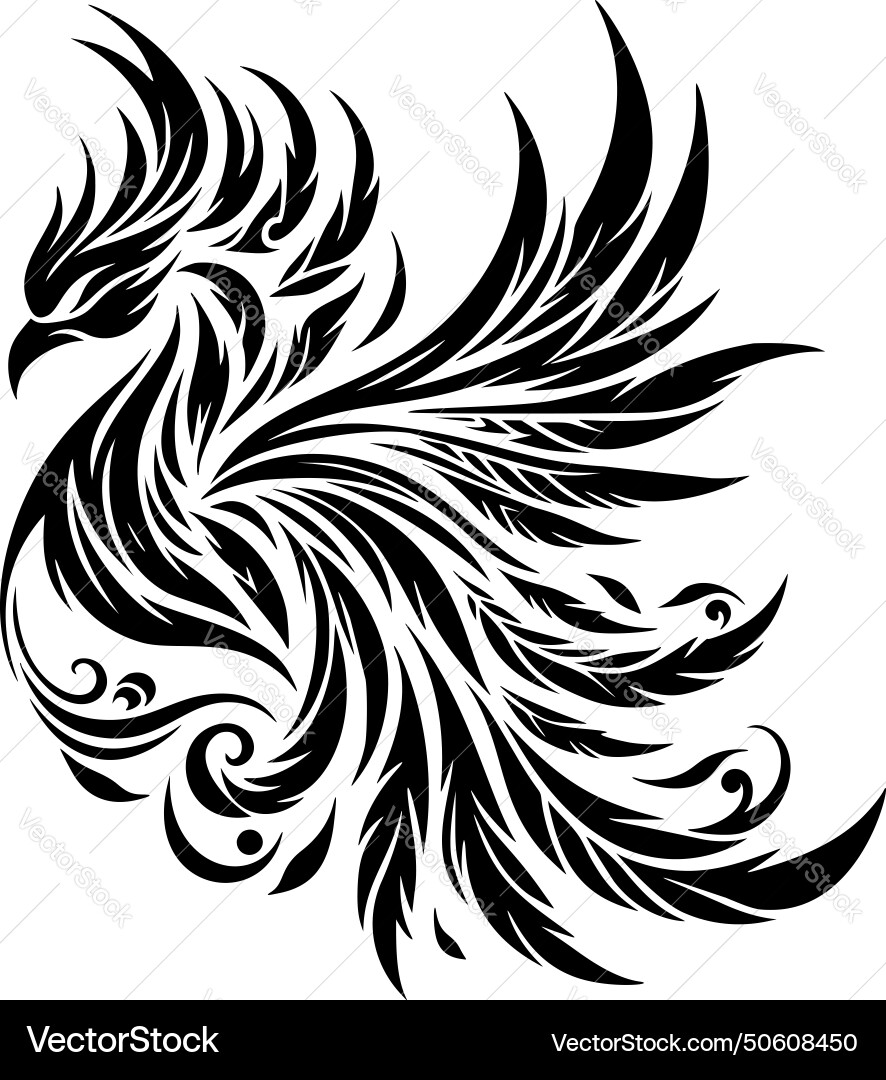 Elegant phoenix feathers in tribal design Vector Image