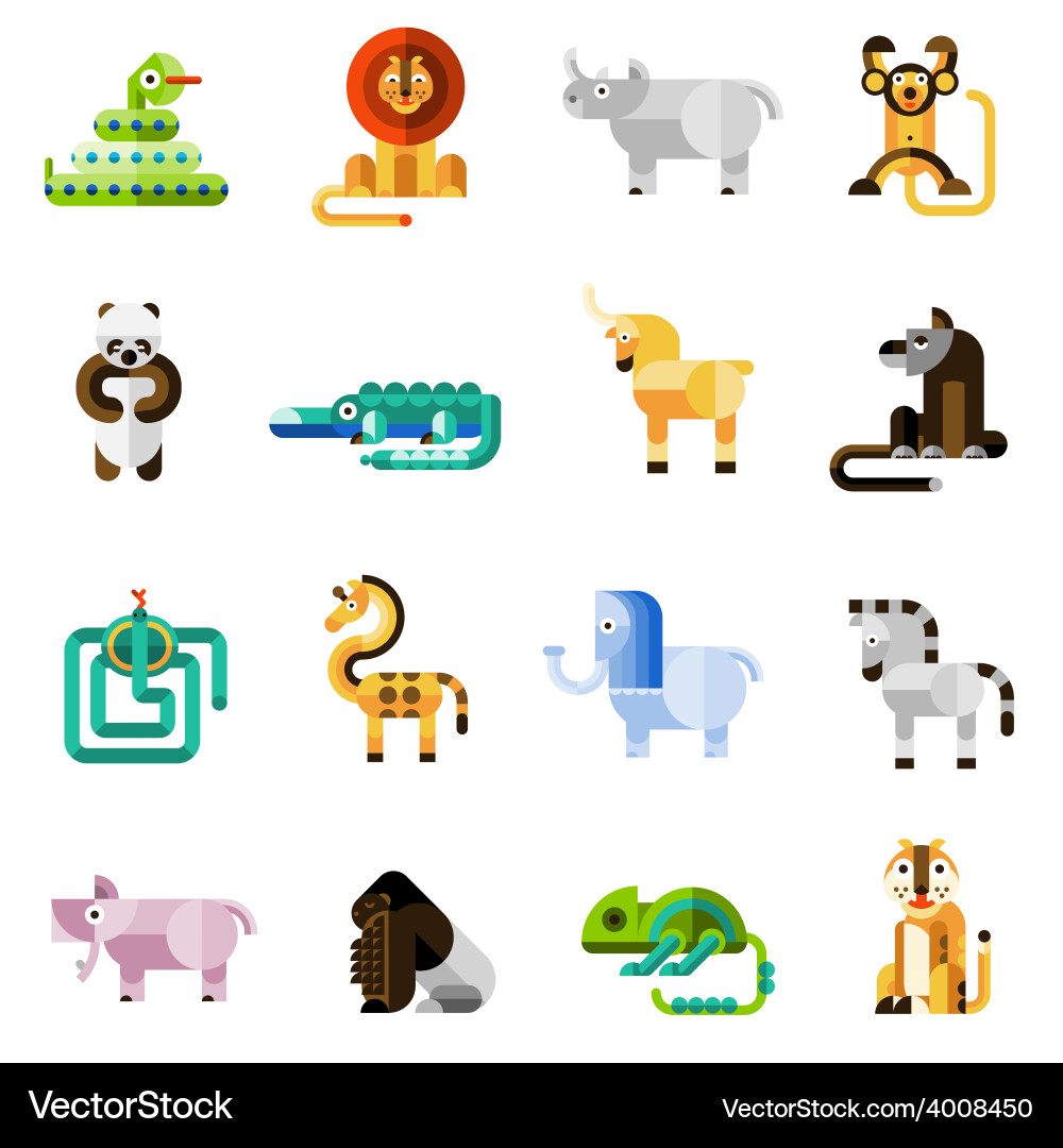 Jungle animals set Royalty Free Vector Image - VectorStock