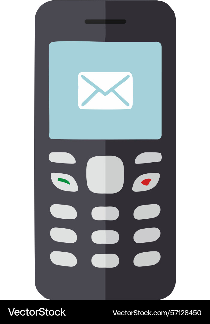 Old mobile phone with message icon on screen vector image