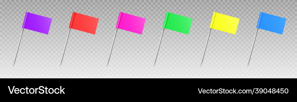 Realistic party toothpick flags colorful map pins vector image