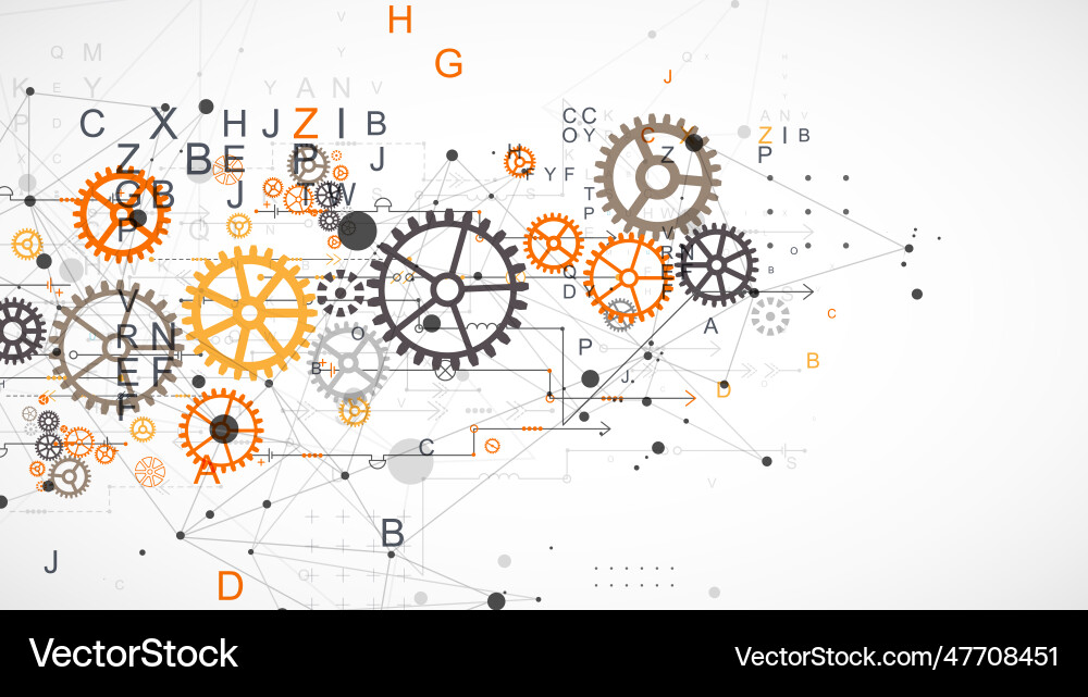 Abstract technological background with letters Abstract technological background with letters Vector Image