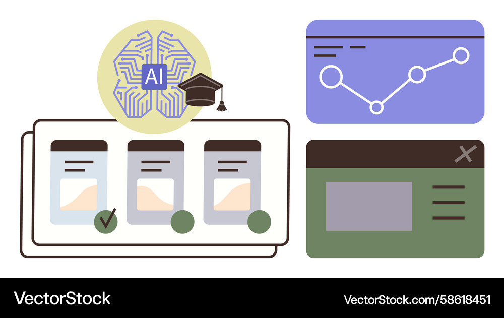 Ai-powered learning system with data charts Vector Image