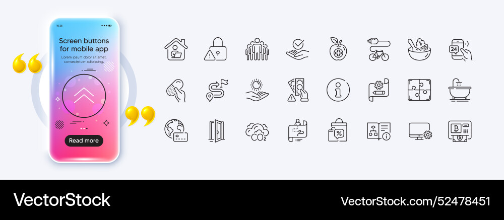 Bitcoin atm lock and open door line icons for web Bitcoin atm lock and open door line icons for web vector image