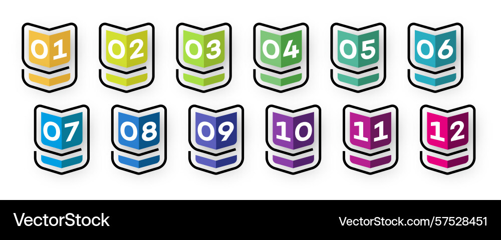 Bullet points numbers from 1 to 12 list markers Bullet points numbers from 1 to 12 list markers vector image