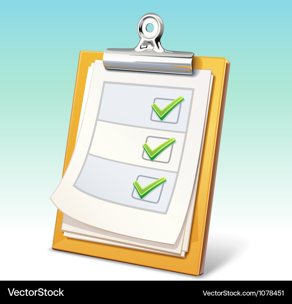 Clipboard checklist Vector Images \u0026 Graphics for Commercial Use |  VectorStock, image size:1000x1041