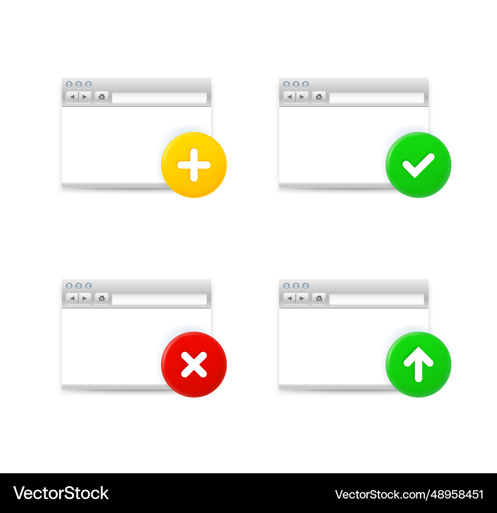 Computer browser icons set with different Computer browser icons set with different vector image