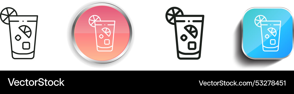 Cuba libre icon thin linear regular and button Vector Image