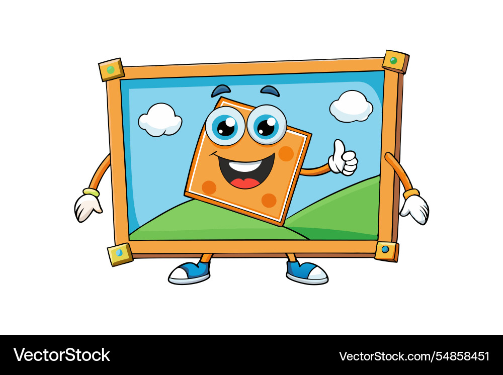 Framed character with a joyful expression Framed character with a joyful expression Vector Image