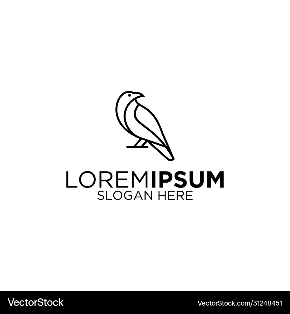 Raven Line Art Logo Template Vector Image