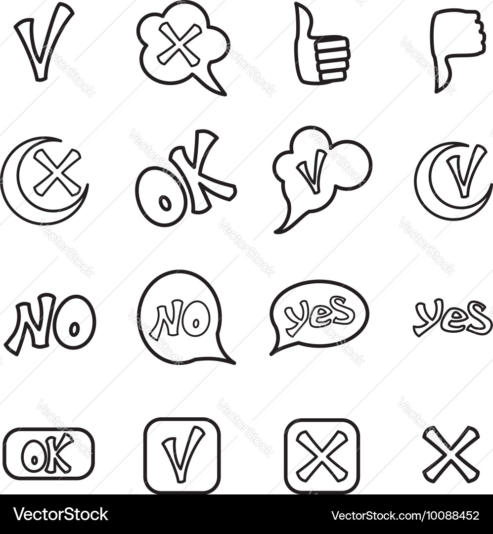 Check mark icons set outline style Vector Image