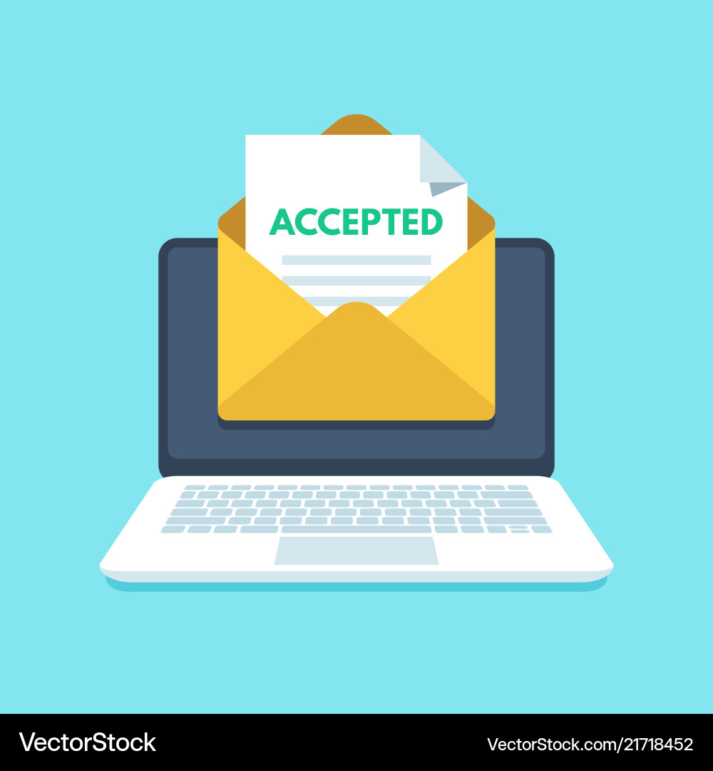 College Acceptance Email Vector Image