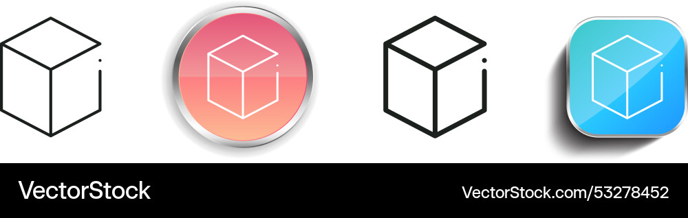 Cube icon thin linear regular and button style vector image