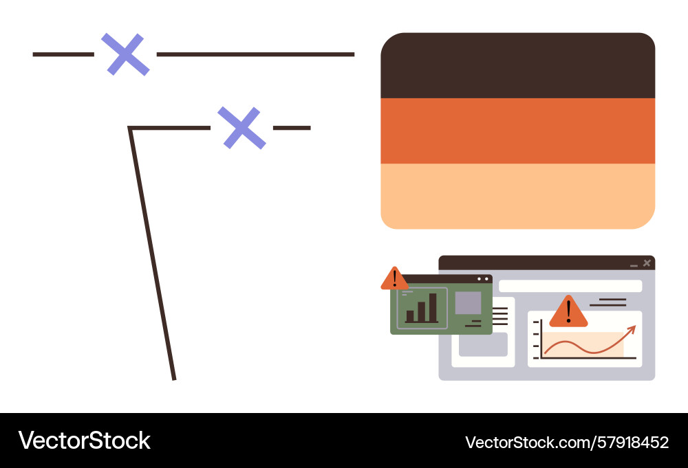 Error alerts on data charts and system dashboard Error alerts on data charts and system dashboard vector image