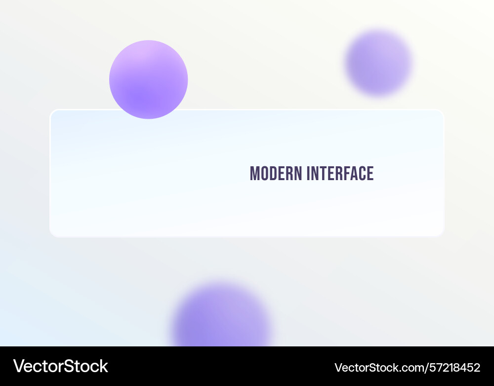 Glassmorphism panel with violet floating spheres Glassmorphism panel with violet floating spheres vector image