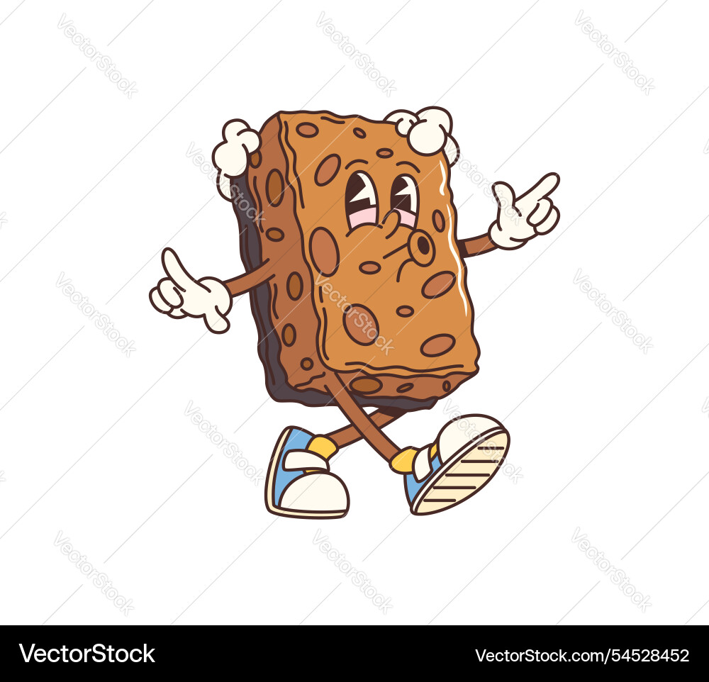 Groovy cartoon sponge cleaning tool character Groovy cartoon sponge cleaning tool character vector image
