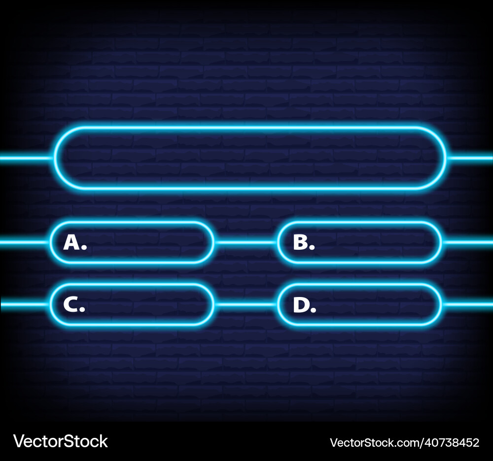 Neon quiz game template four options answers Neon quiz game template four options answers vector image