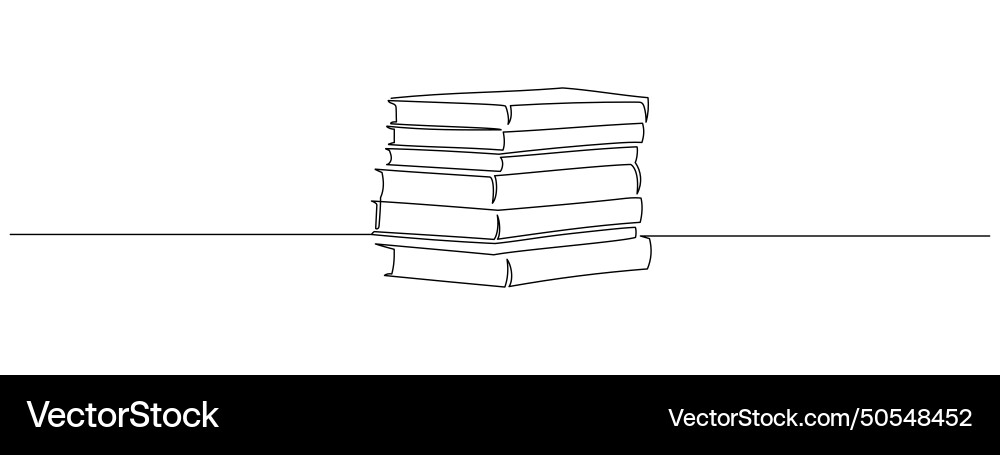 One continuous line drawing of stack books One continuous line drawing of stack books Vector Image