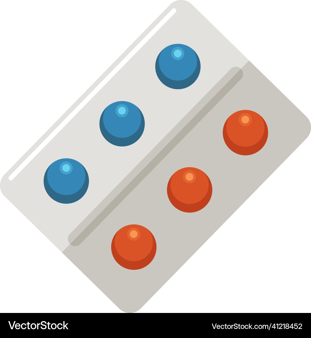 Tabletten in Folienblase blau und rote Vitamine Tabletten in Folienblase blau und rote Vitamine vektorbild