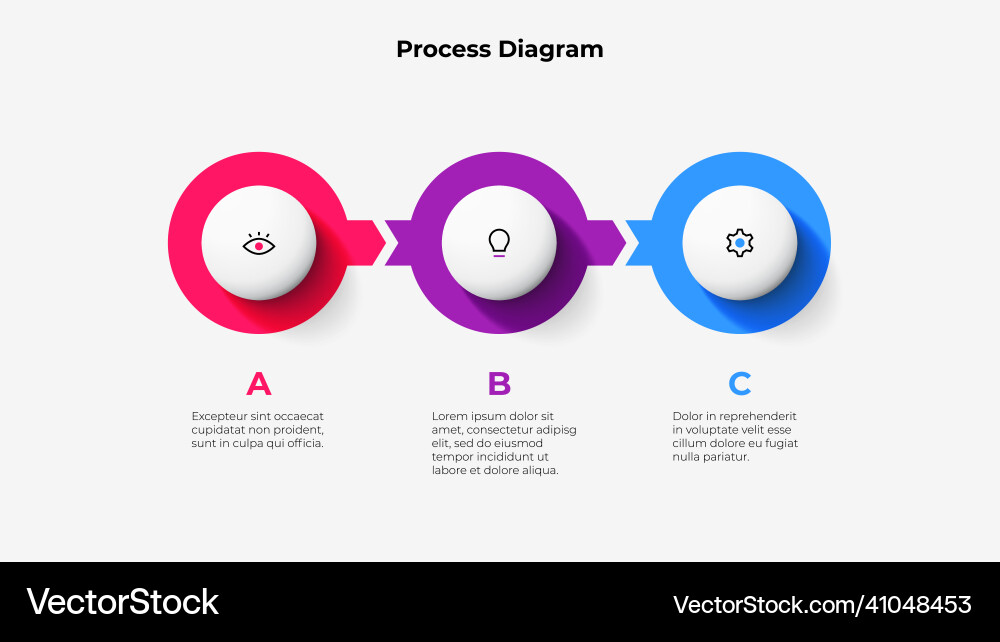 3 circles are arranged in a horizontal row 3 circles are arranged in a horizontal row vector image