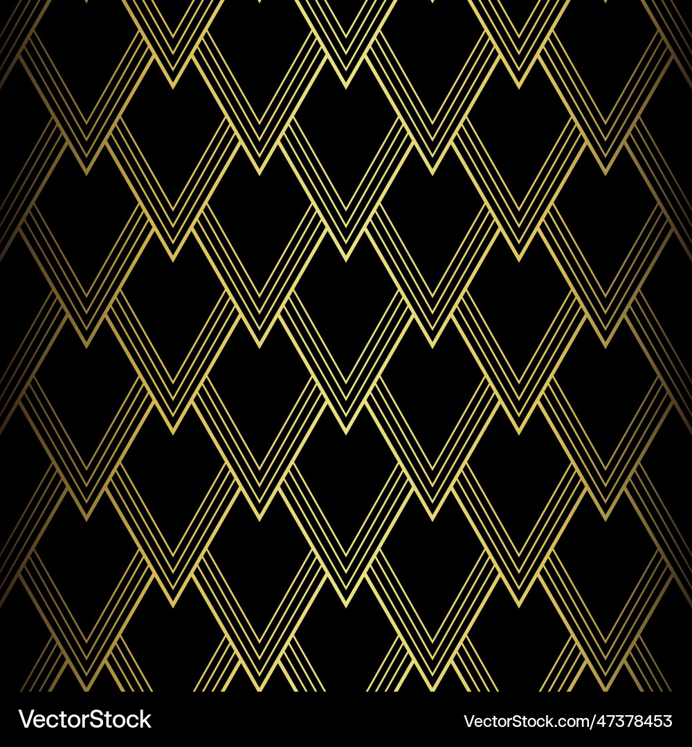 Art Deco Fan Pattern - Black & Gold vector image