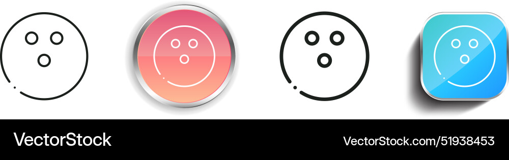 Bowling ball icon thin linear regular and button Bowling ball icon thin linear regular and button vector image