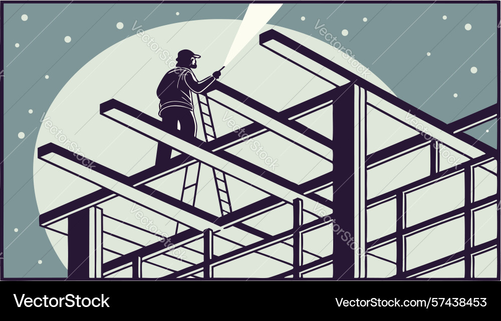Building the future a worker on scaffolding Vector Image