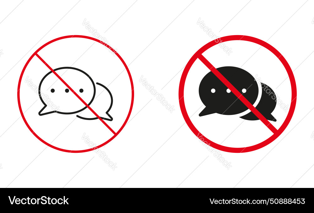 Chat not allowed no dialog warning sign set ban Chat not allowed no dialog warning sign set ban vector image