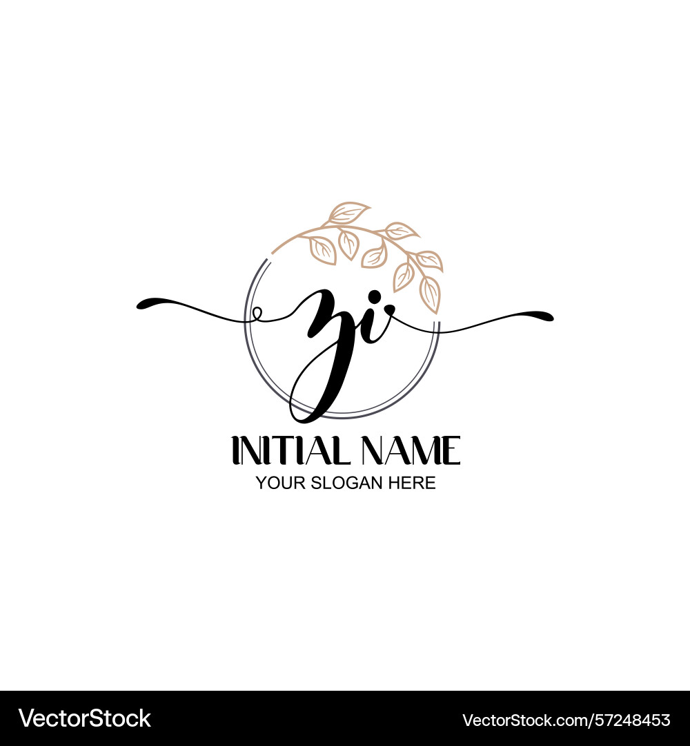 Elegant zi initial logo design with botanical Vector Image