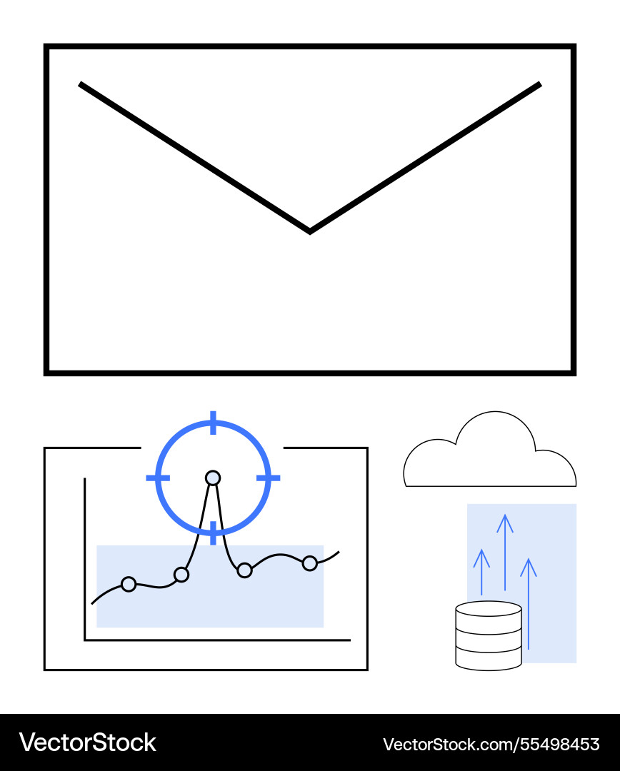 Email communication data analysis and cloud Email communication data analysis and cloud vector image