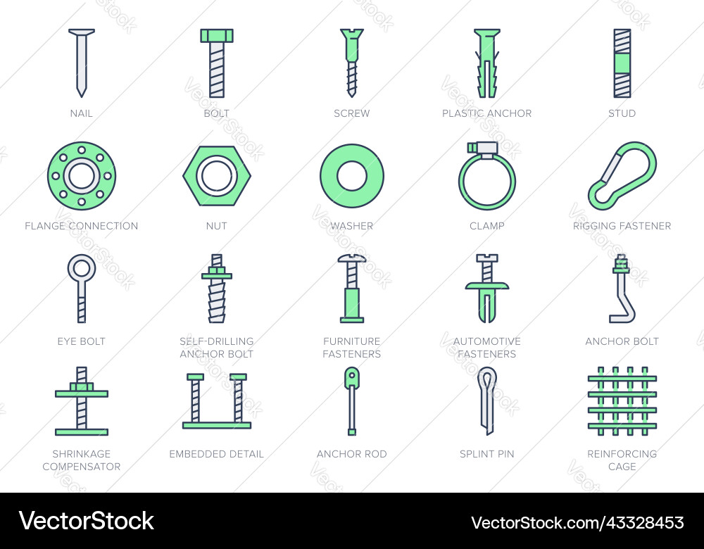 Fasteners line icons include Fasteners line icons include vector image
