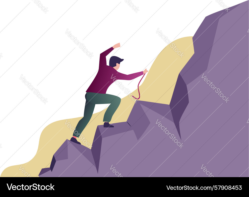 Man rock climbing challenge art design generative Vector Image