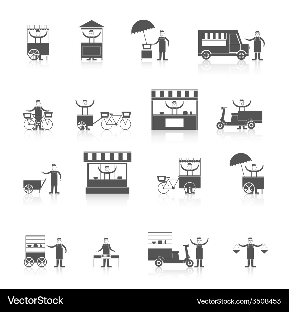 Street Food Icons - Black Set Vector Image