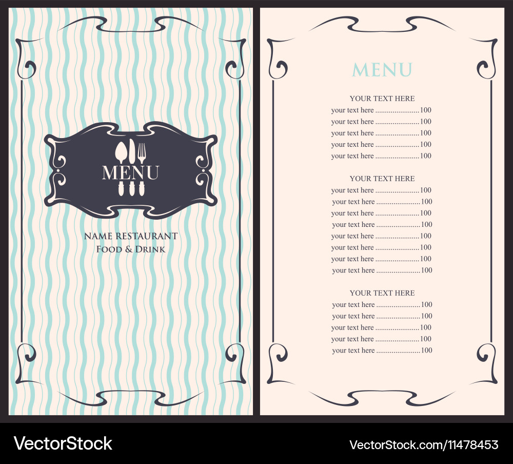 Template menu with price vector image