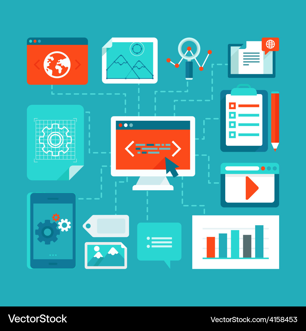 Web Development & Coding Concepts Vector Image