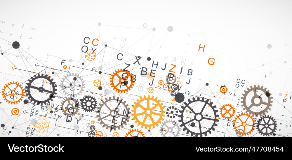 Abstract technological background with letters vector image