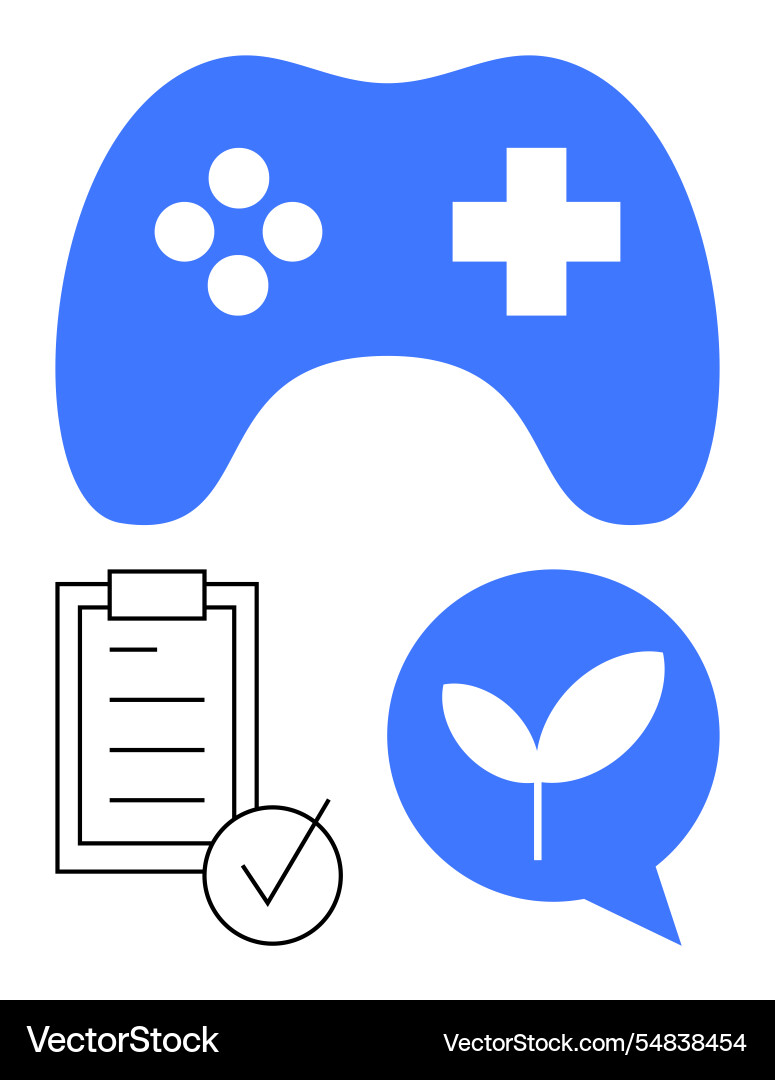 Gaming controller checklist with a checkmark Gaming controller checklist with a checkmark vector image