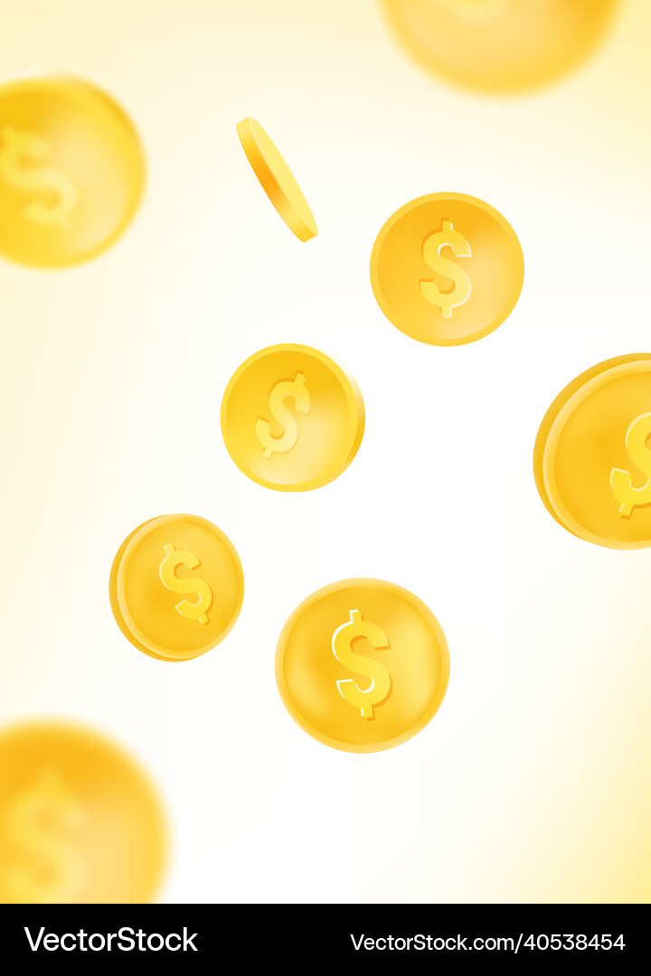 Golden coins falling down Vector Image