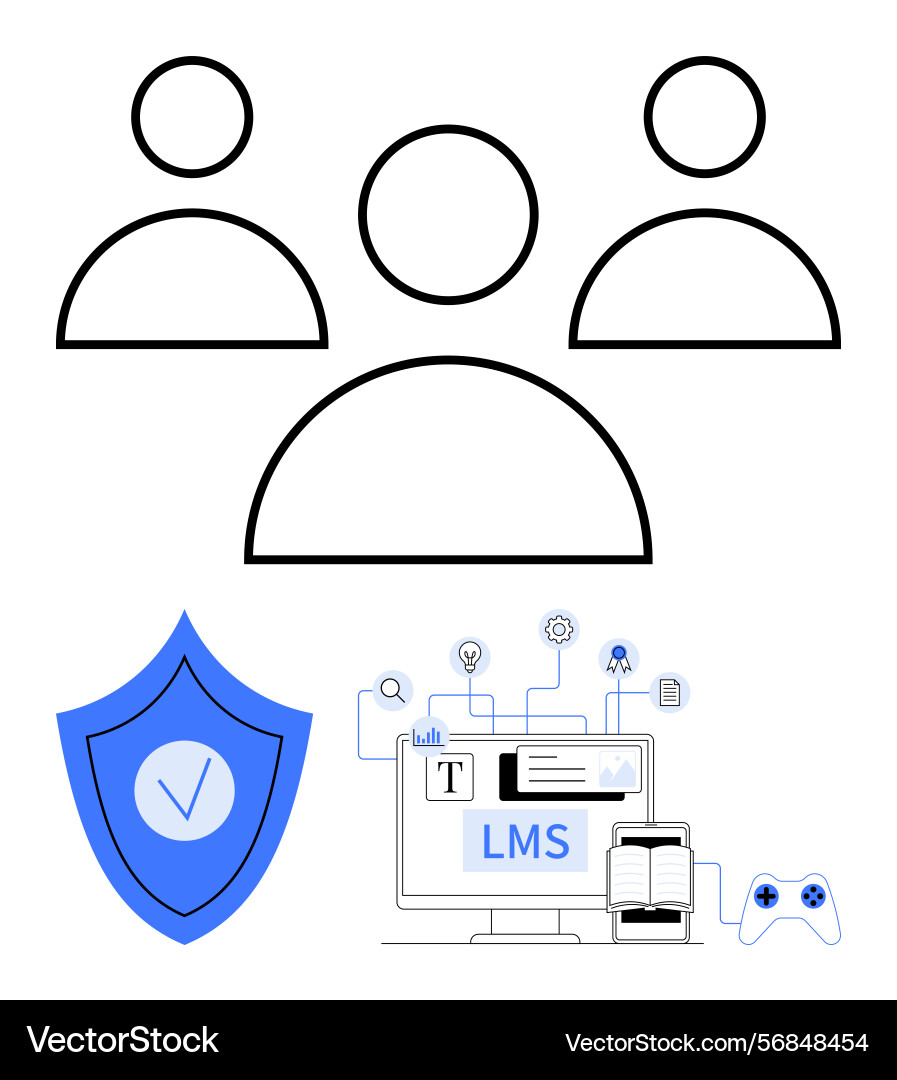 Learning management system with user profiles Learning management system with user profiles vector image