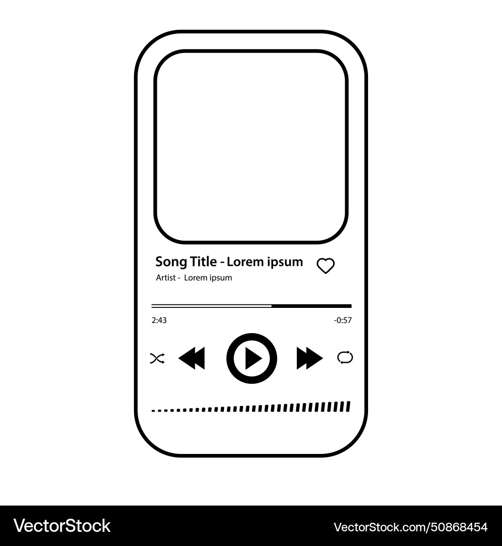 Music player song plaque with buttons loading bar vector image