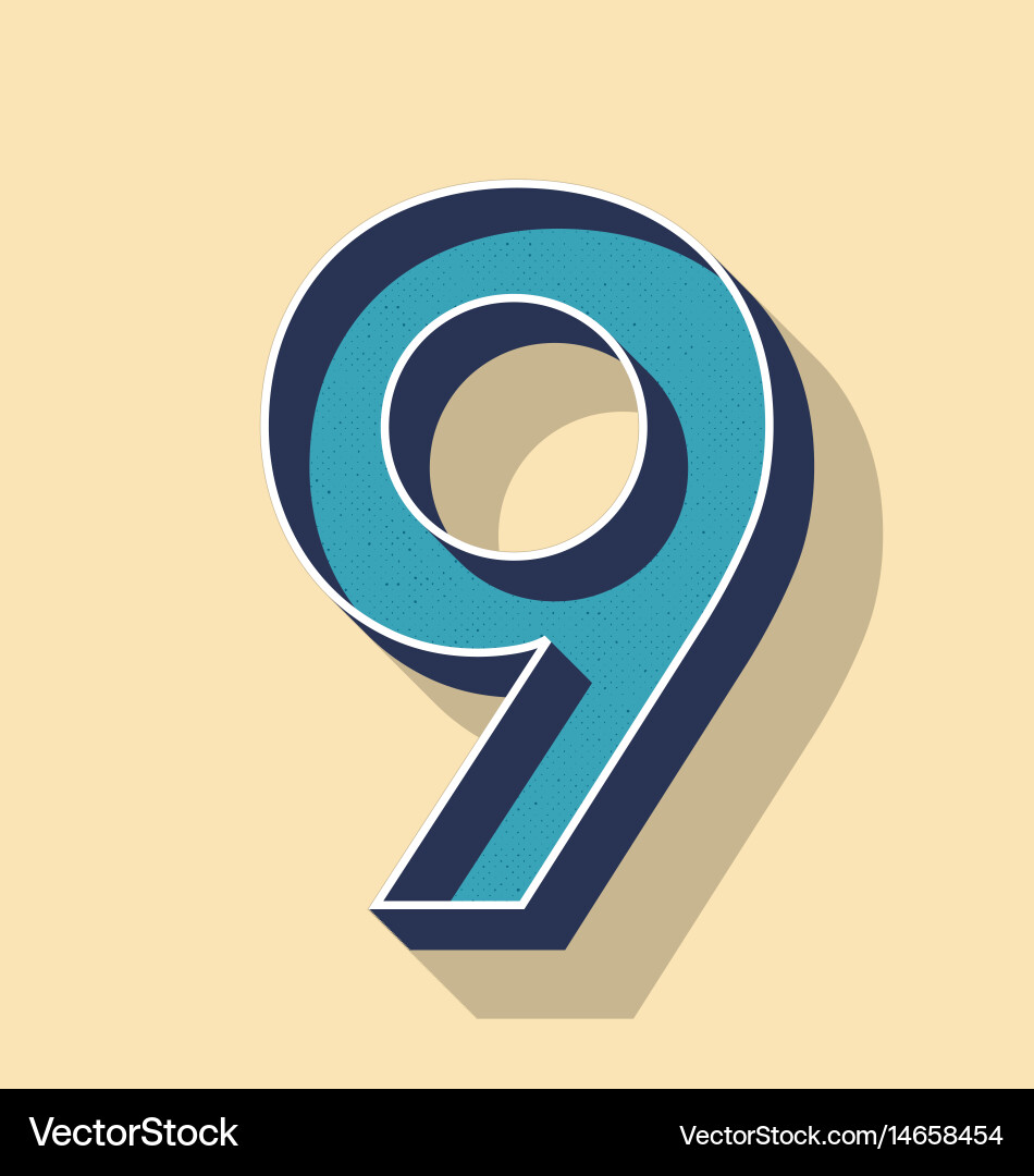 Retro 9 Number Font Concept vector image