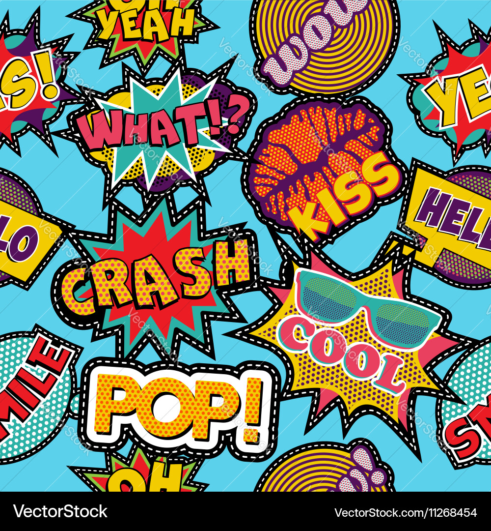 Retro Pop Art Patch Pattern Vector Image