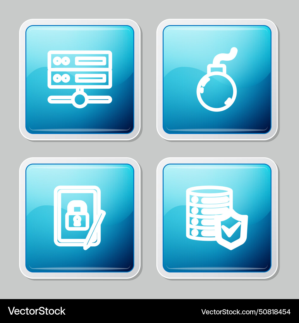 Set line server data web hosting bomb ready vector image